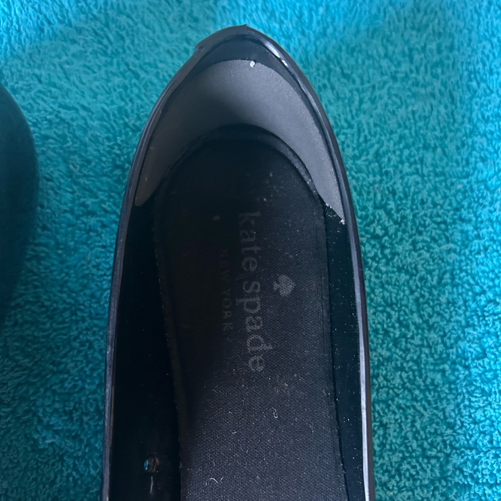 Kate Spade Jade Jelly Black Flats with Floral Accent Sz 9 - Picture 11 of 14